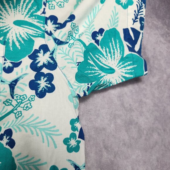 Columbia PFG Shirt Mens Large Floral Hawaiian Fishing Vented Short Sleeve Blue - Picture 10 of 15